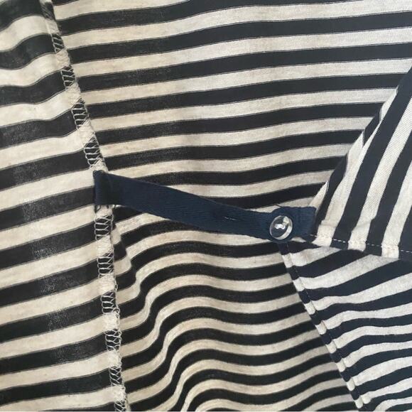 Allihop Anthropologie | Striped Wraparound Cardigan Sweater Top Navy Cream Small - Picture 3 of 8